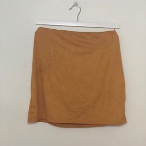 Mustard Faux Suede Mini Skirt